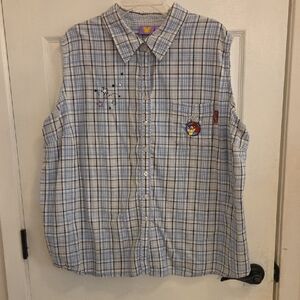 Disney Blue Plaid Button Down Shirt